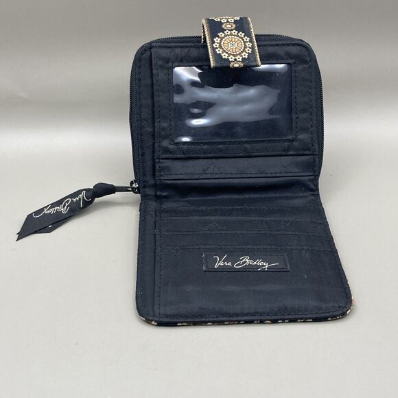 Vera Bradley Caffe Latte Wallet Brown Paisley Zip/Snap Quilted 2008 4.5'x4" - Picture 3 of 6